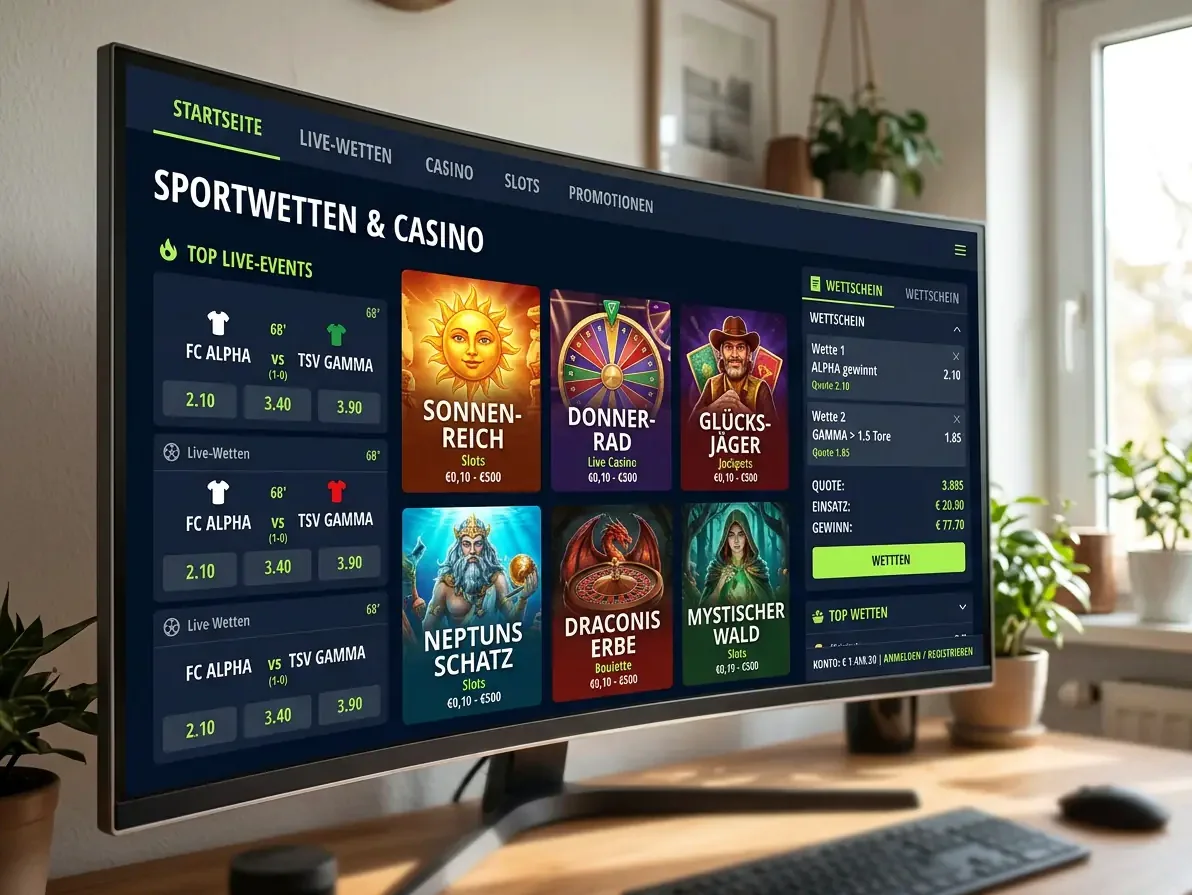 Lobby von N1 mit Slots, Live-Casino und Tischspielen
